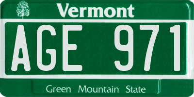 VT license plate AGE971