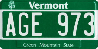 VT license plate AGE973