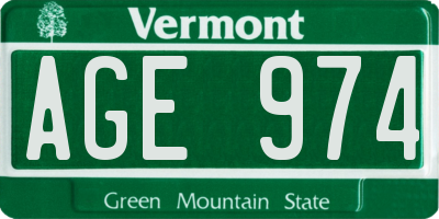 VT license plate AGE974