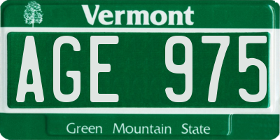 VT license plate AGE975