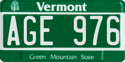 VT license plate AGE976