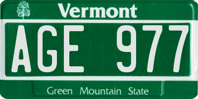 VT license plate AGE977