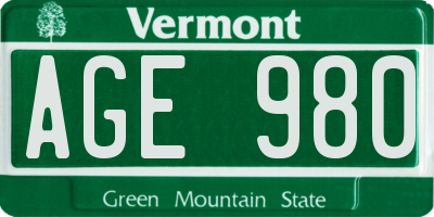VT license plate AGE980