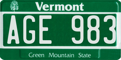 VT license plate AGE983