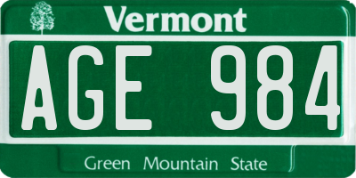 VT license plate AGE984