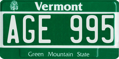 VT license plate AGE995