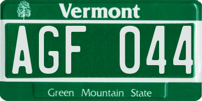 VT license plate AGF044