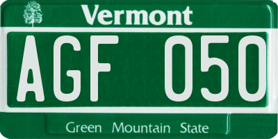VT license plate AGF050