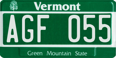VT license plate AGF055