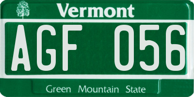 VT license plate AGF056