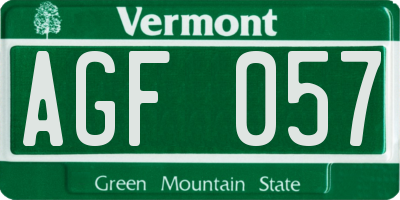 VT license plate AGF057