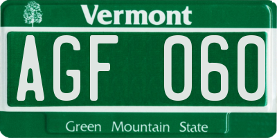 VT license plate AGF060