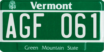 VT license plate AGF061