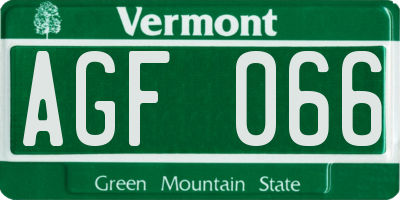 VT license plate AGF066