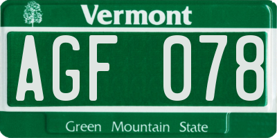 VT license plate AGF078