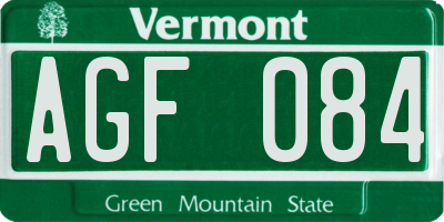 VT license plate AGF084