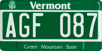 VT license plate AGF087