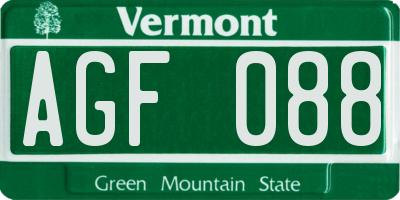 VT license plate AGF088
