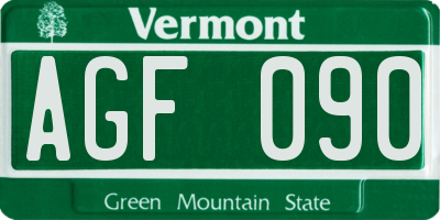 VT license plate AGF090