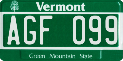 VT license plate AGF099