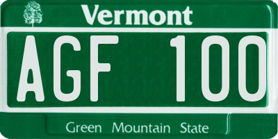 VT license plate AGF100