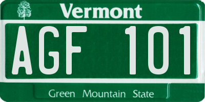 VT license plate AGF101
