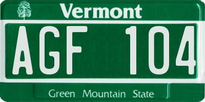 VT license plate AGF104