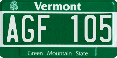 VT license plate AGF105