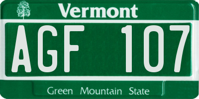 VT license plate AGF107