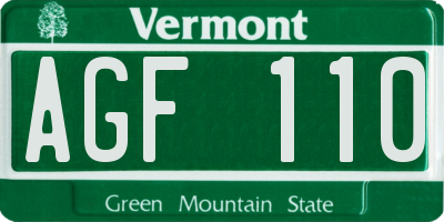 VT license plate AGF110