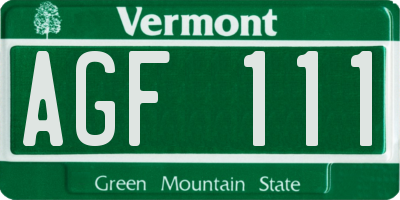 VT license plate AGF111