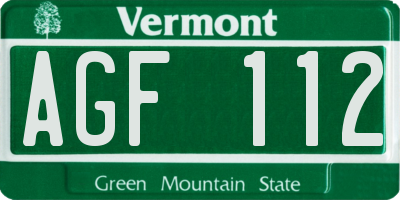 VT license plate AGF112