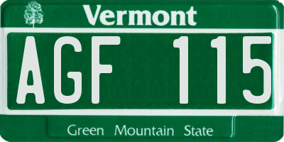 VT license plate AGF115