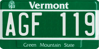 VT license plate AGF119