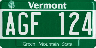 VT license plate AGF124