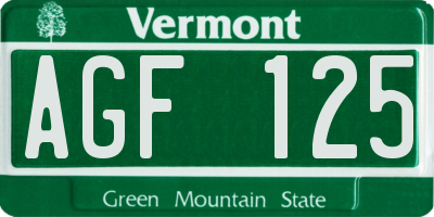 VT license plate AGF125