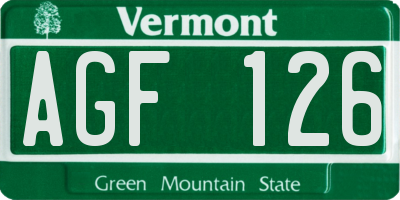 VT license plate AGF126