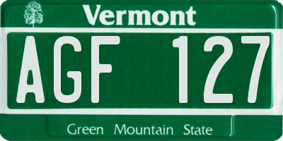VT license plate AGF127