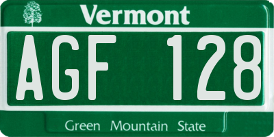 VT license plate AGF128
