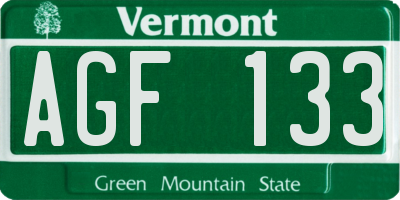 VT license plate AGF133