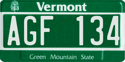 VT license plate AGF134