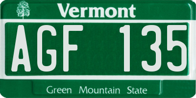 VT license plate AGF135