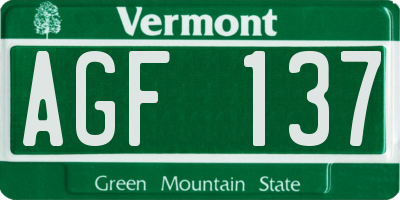VT license plate AGF137