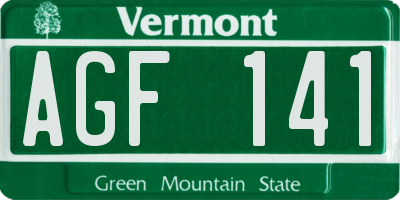 VT license plate AGF141