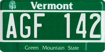 VT license plate AGF142