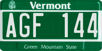 VT license plate AGF144