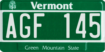 VT license plate AGF145