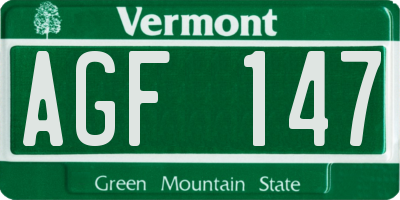 VT license plate AGF147