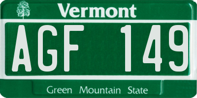 VT license plate AGF149