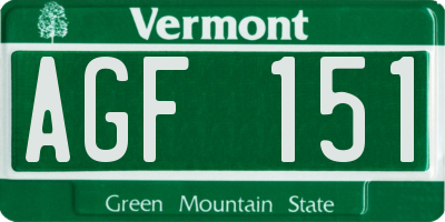 VT license plate AGF151